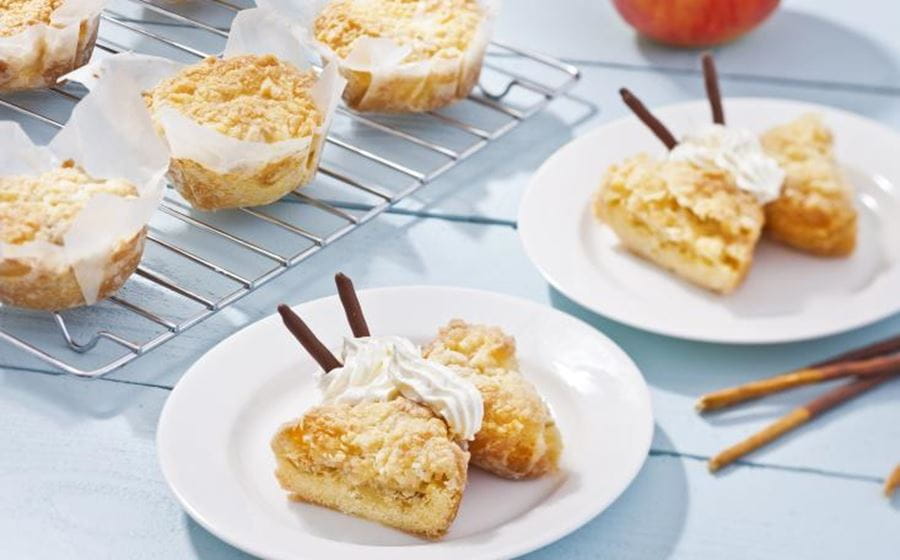 recipe image Cupcakes de crumble de manzana con forma de mariposa